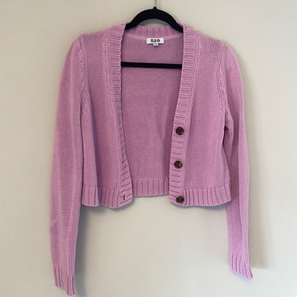 525 America Pink 100% Cotton Cropped Cardigan - Picture 3 of 5